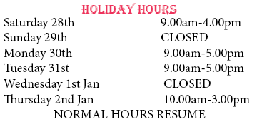 HOLIDAY HOURS 2024